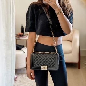 CHANEL BOY QUILTED FLAP BAG MEDIUM BLACK